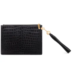 New Matted Crocodile Leather Portfolio Small Leather Goods