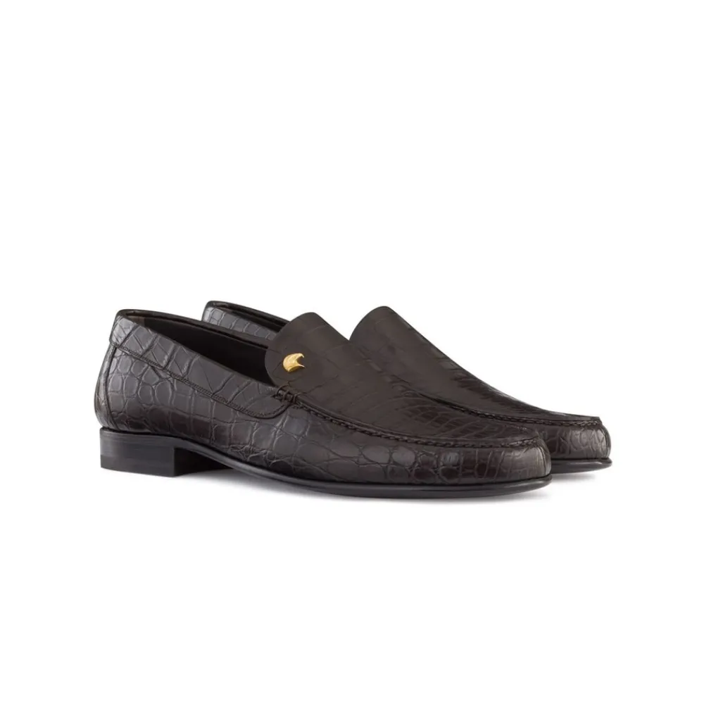 Online Matted Crocodile Leather Loafers Loafers