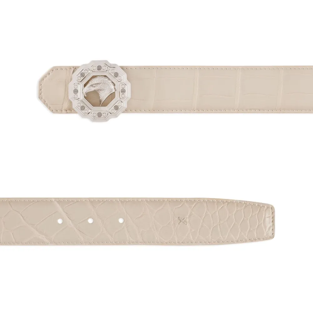 Cheap Matted Crocodile Leather Belt Belts
