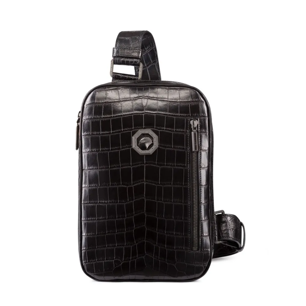 Fashion Matted Crocodile Leather Sling Backpack Bags