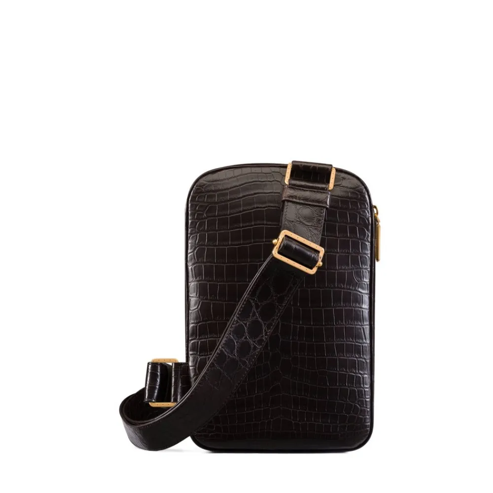 Discount Matted Crocodile Leather Sling Backpack Bags