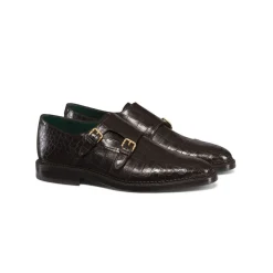 Store Matted Crocodile Monk Strap Shoes Dress Shoes