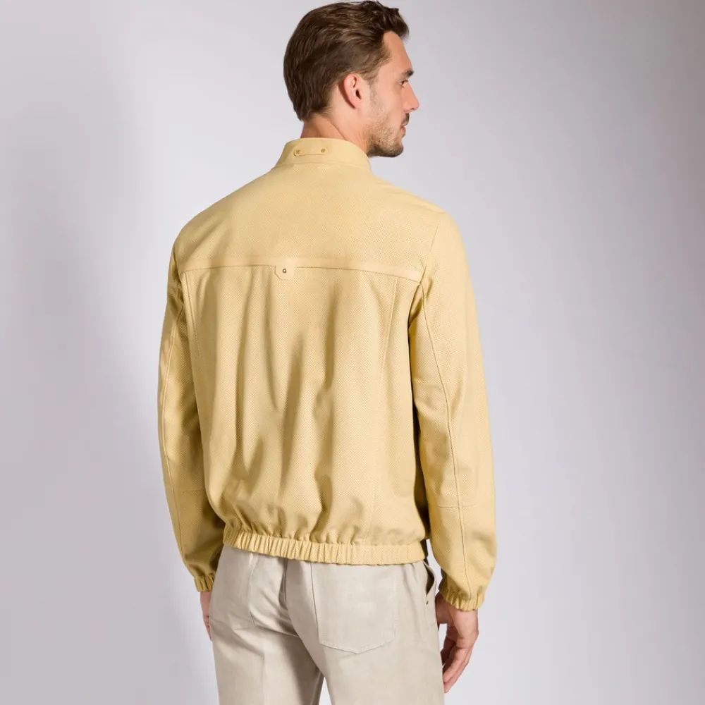 Fashion Nubuck Calfskin Leather Blouson Mens Outerwear