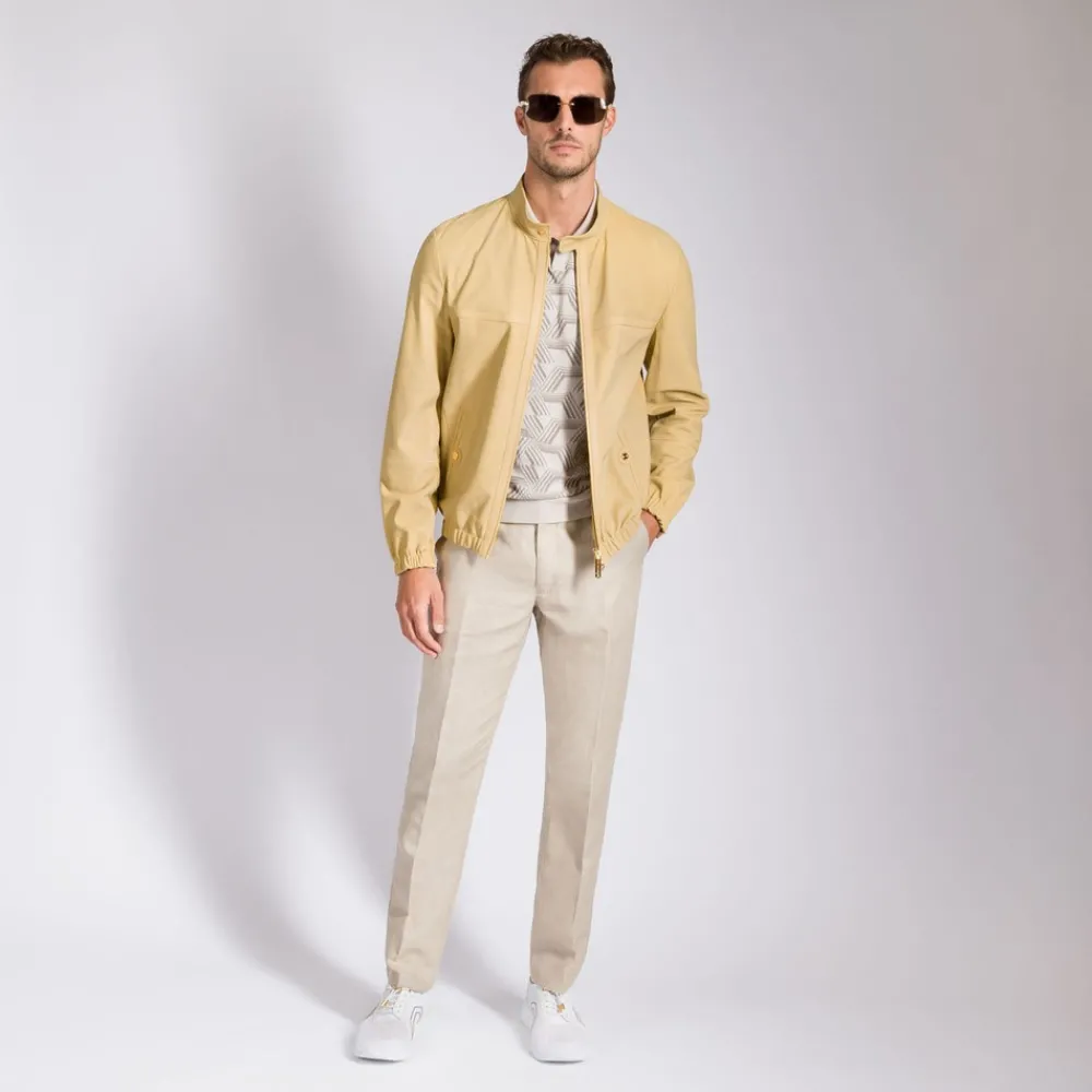 Fashion Nubuck Calfskin Leather Blouson Mens Outerwear