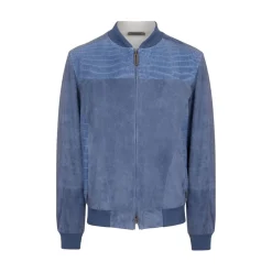 Best Nubuck Crocodile Leather And Suede Blouson Mens Outerwear