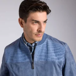 Best Nubuck Crocodile Leather And Suede Blouson Mens Outerwear