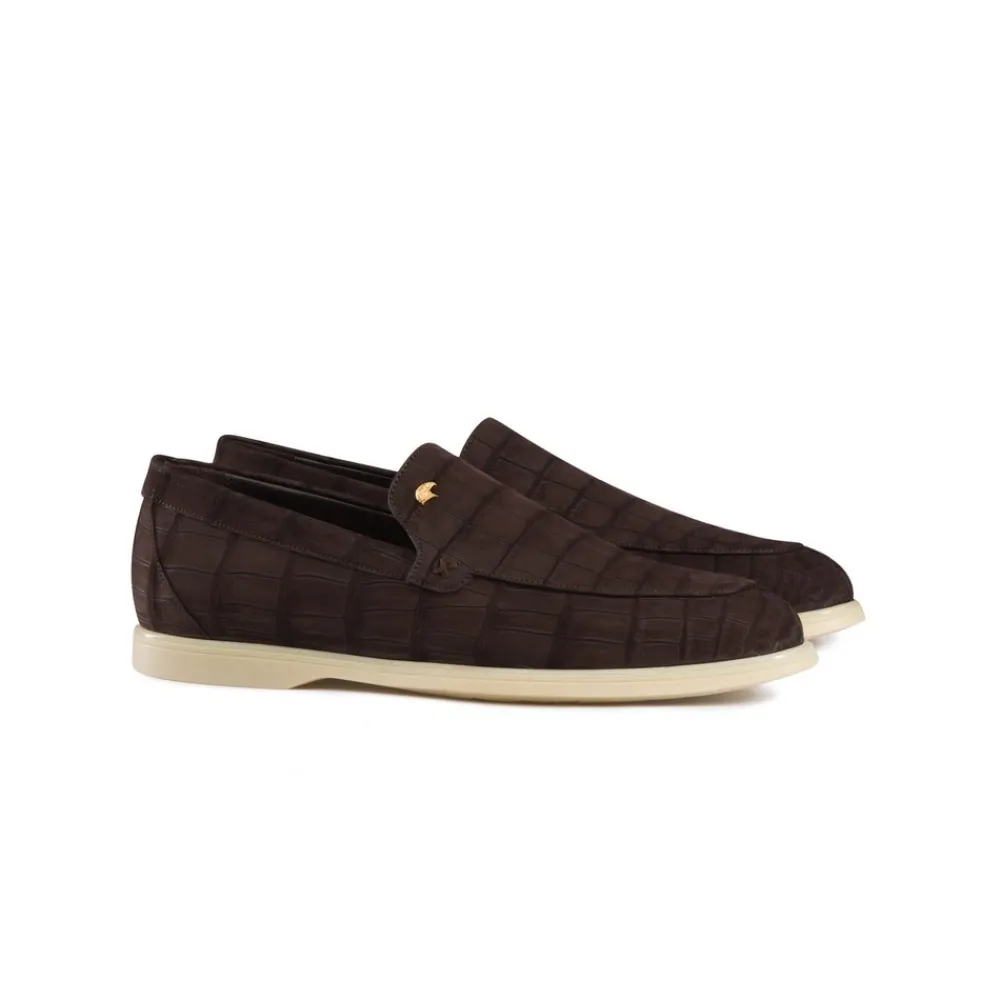 New Nubuck Crocodile Leather Loafers Loafers