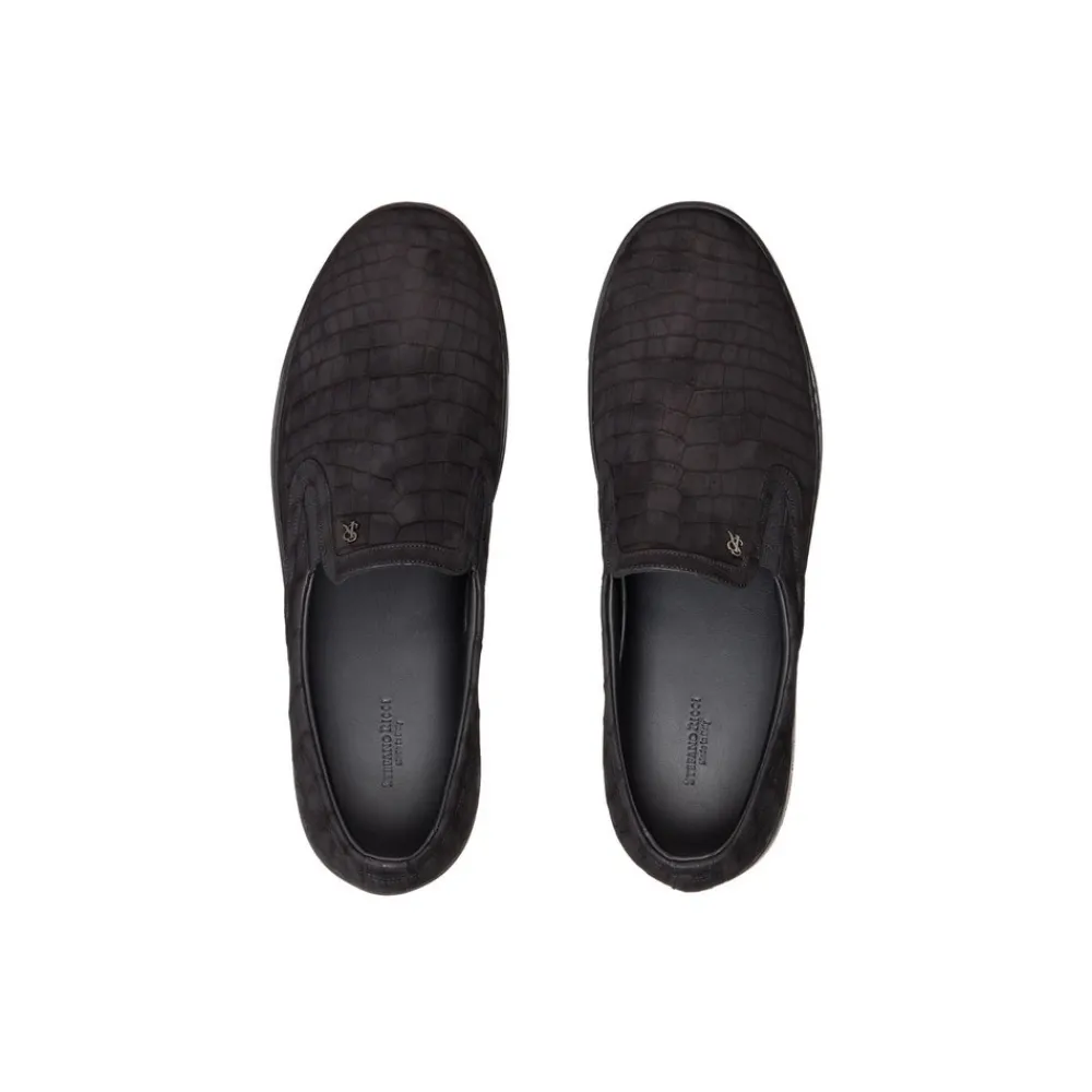 Discount Nubuck Crocodile Slip On Shoes Sneakers