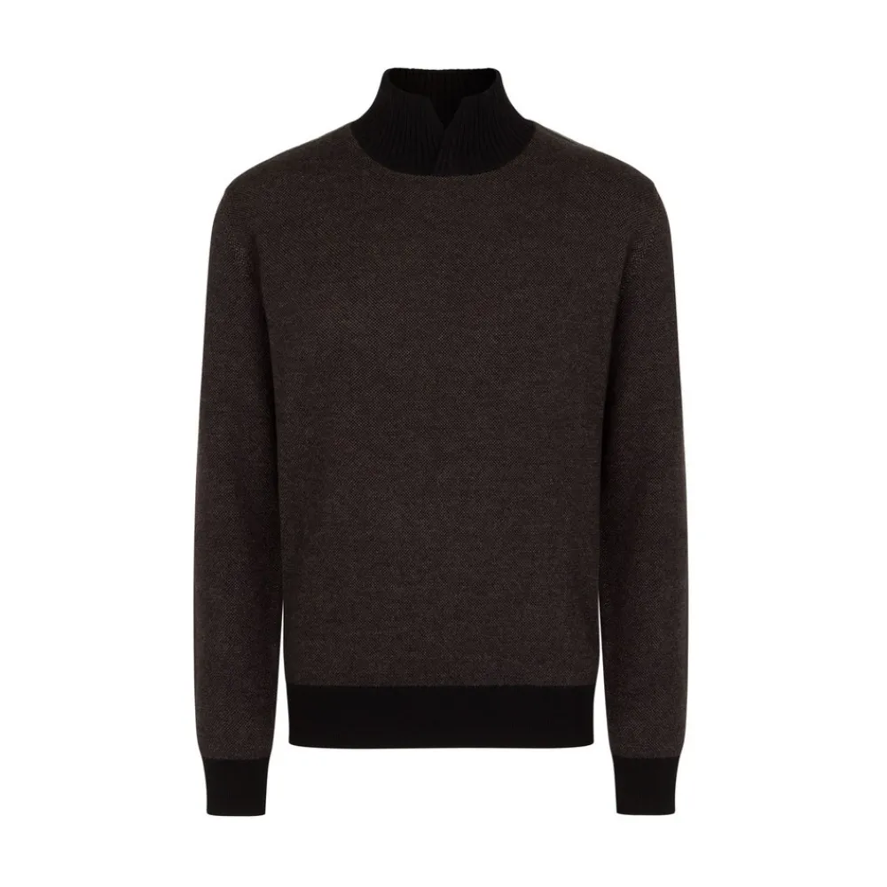 New Open Collar Mockneck Sweater Mens Knitwear