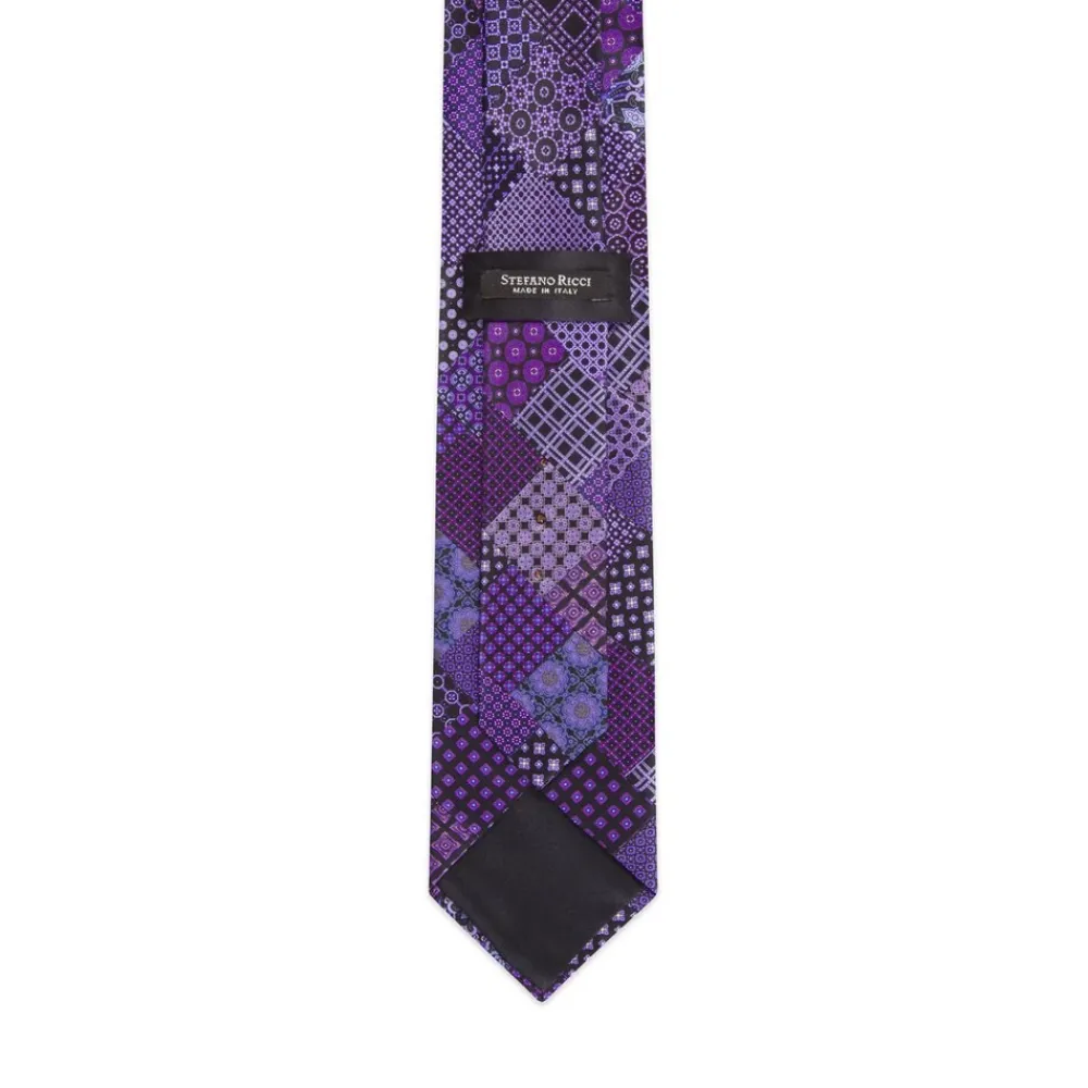 Fashion Patchwork Hand Printed Silk Tie Ties