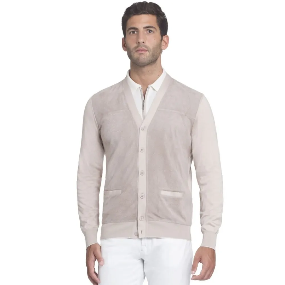 New Perforated Suede Cardigan Mens Last Sizes