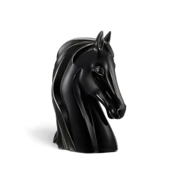 Clearance Platinum Black Shiny Large Porcelain Horse Bust Ornament Porcelain Line