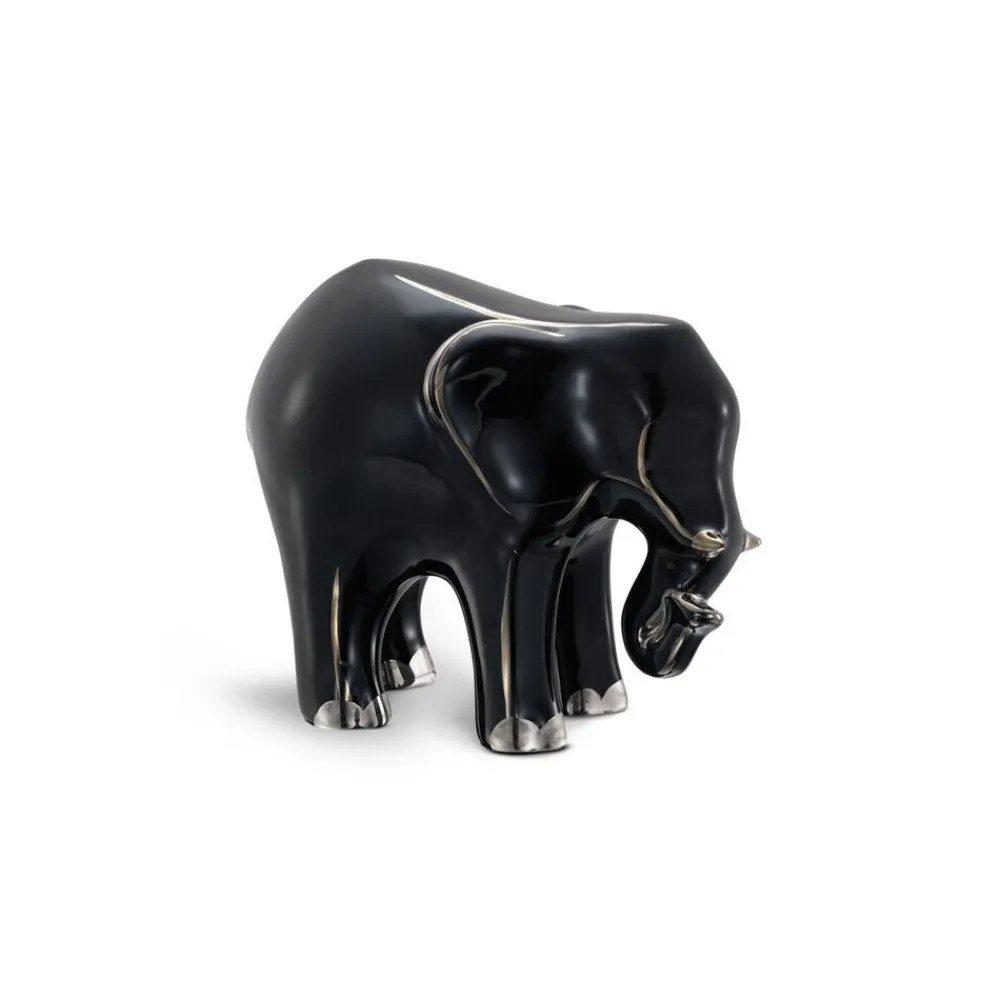 Clearance Platinum Black Small Porcelain Elephant Ornament Porcelain Line