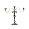 Clearance Platinum Shiny Three Arm Candle Holder Porcelain Line