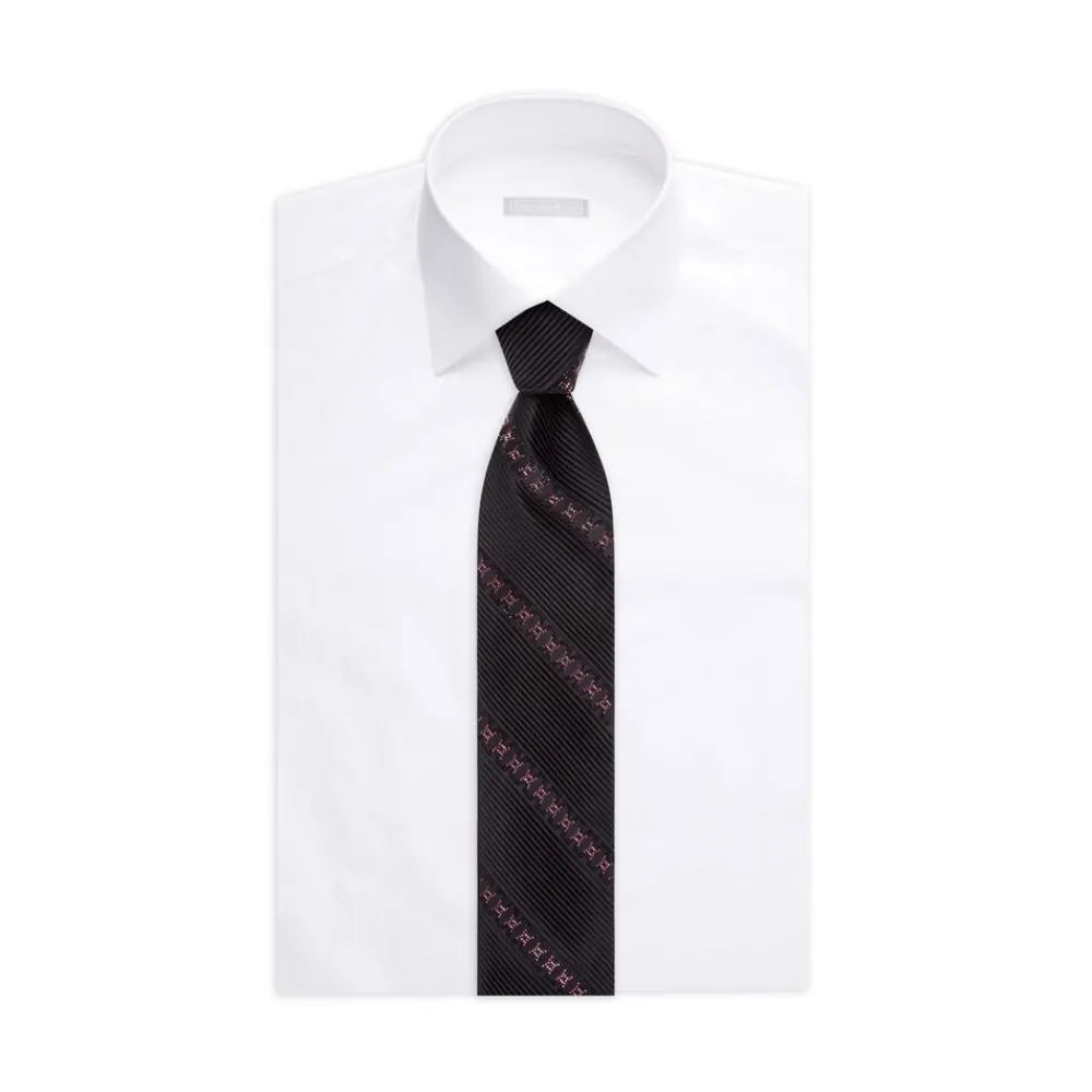 Outlet Pleated Silk Tie With Swarovski Crystals Formal Accessories