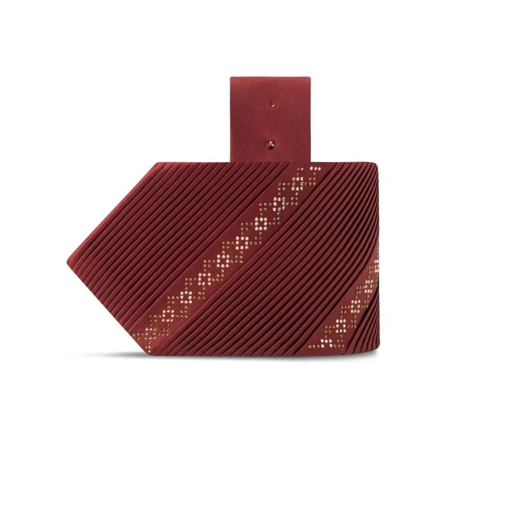 Online Pleated Silk Tie With Swarovski Crystals Formal Accessories