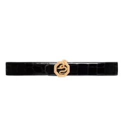 Outlet Polished Crocodile Leather Belt Belts