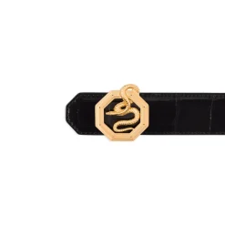 Outlet Polished Crocodile Leather Belt Belts