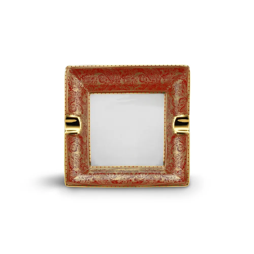 Hot Red Fine Paisley Porcelain Ashtray Cigar Accessories
