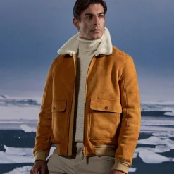 Clearance Shearling And Lambskin Leather Blouson Mens Outerwear