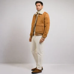 Clearance Shearling And Lambskin Leather Blouson Mens Outerwear
