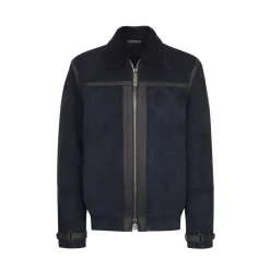Best Sale Shearling And Leather Blouson Mens Outerwear