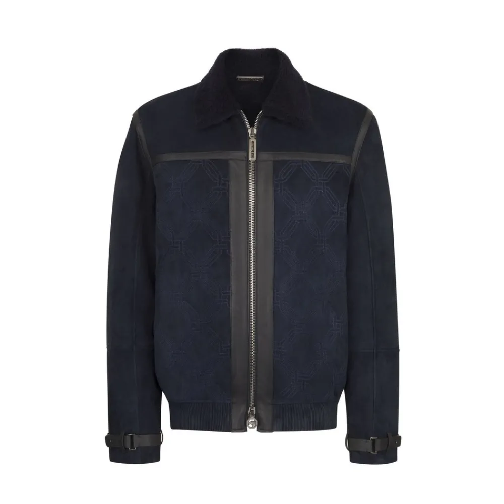 Best Sale Shearling And Leather Blouson Mens Outerwear