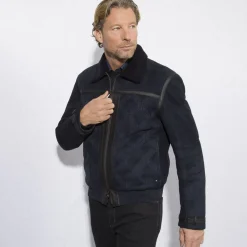 Best Sale Shearling And Leather Blouson Mens Outerwear