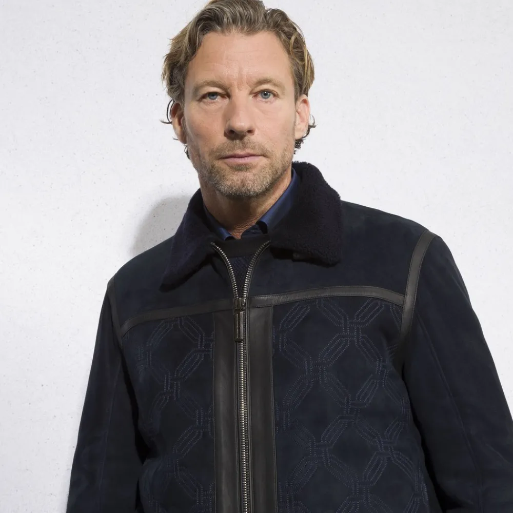 Best Sale Shearling And Leather Blouson Mens Outerwear