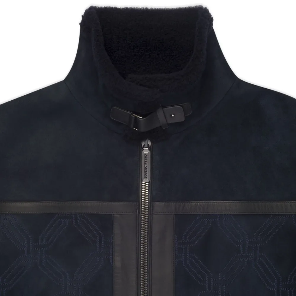 Best Sale Shearling And Leather Blouson Mens Outerwear