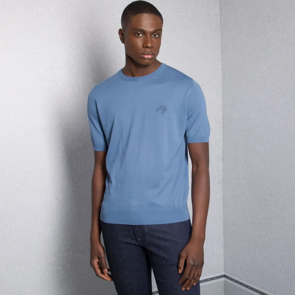 New Short Sleeve Crewneck Sweater Mens Knitwear