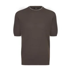 Outlet Short Sleeve Silk Crewneck Sweater Mens Knitwear