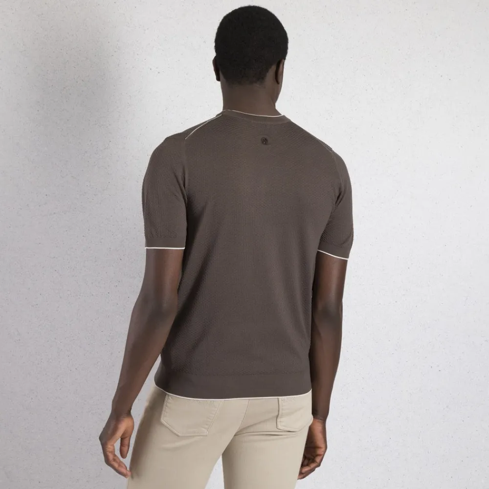 Outlet Short Sleeve Silk Crewneck Sweater Mens Knitwear
