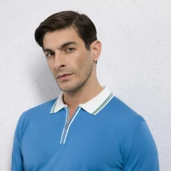 Cheap Short Sleeve Zip Polo Shirt Mens Knitwear