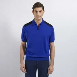 Shop Silk And Cotton Zip Polo Mens Knitwear