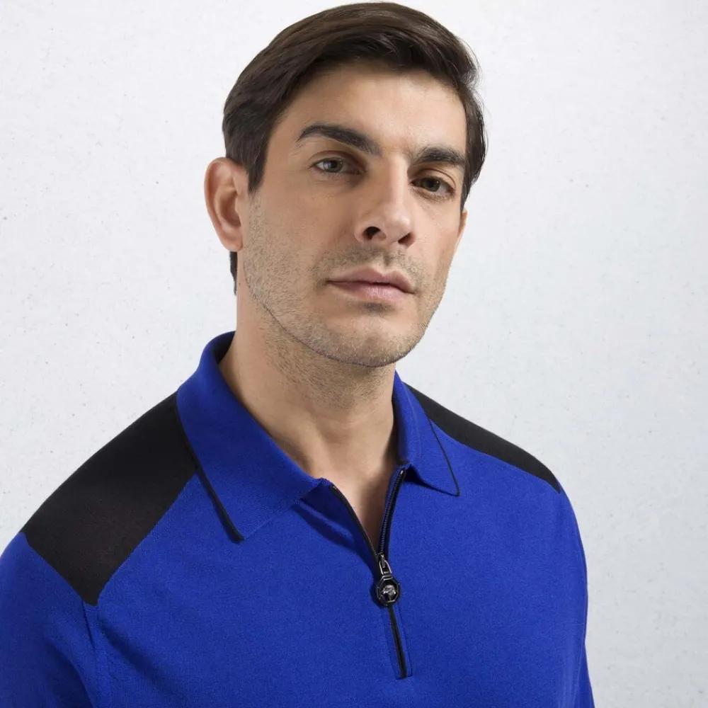Shop Silk And Cotton Zip Polo Mens Knitwear