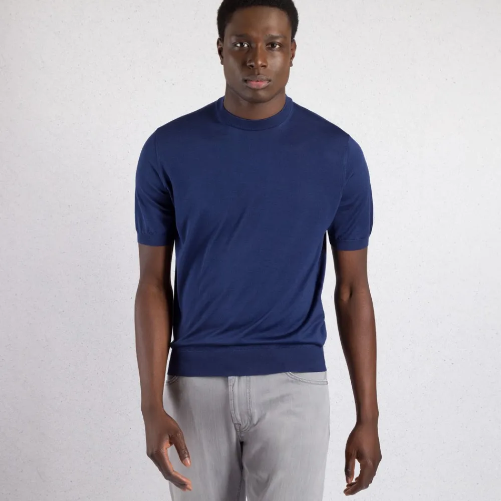 Online Silk And Crocodile Crewneck Sweater Mens Knitwear