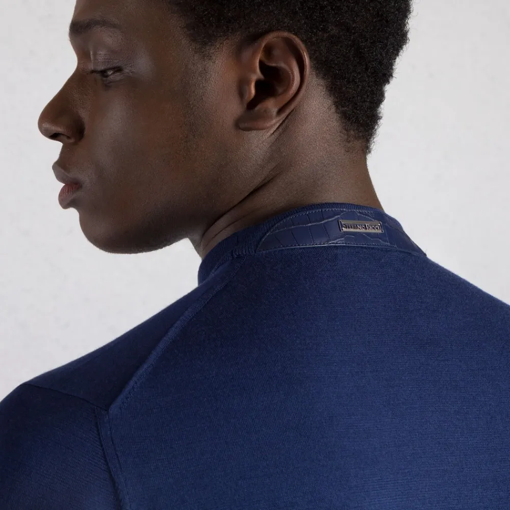 Online Silk And Crocodile Crewneck Sweater Mens Knitwear