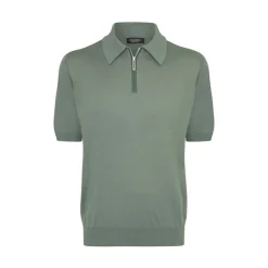 Fashion Silk And Crocodile Zip Polo Shirt Mens Knitwear
