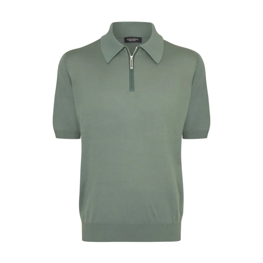 Fashion Silk And Crocodile Zip Polo Shirt Mens Knitwear