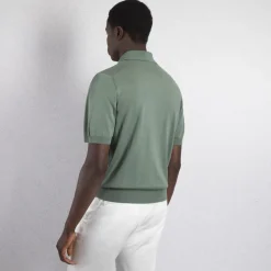 Fashion Silk And Crocodile Zip Polo Shirt Mens Knitwear