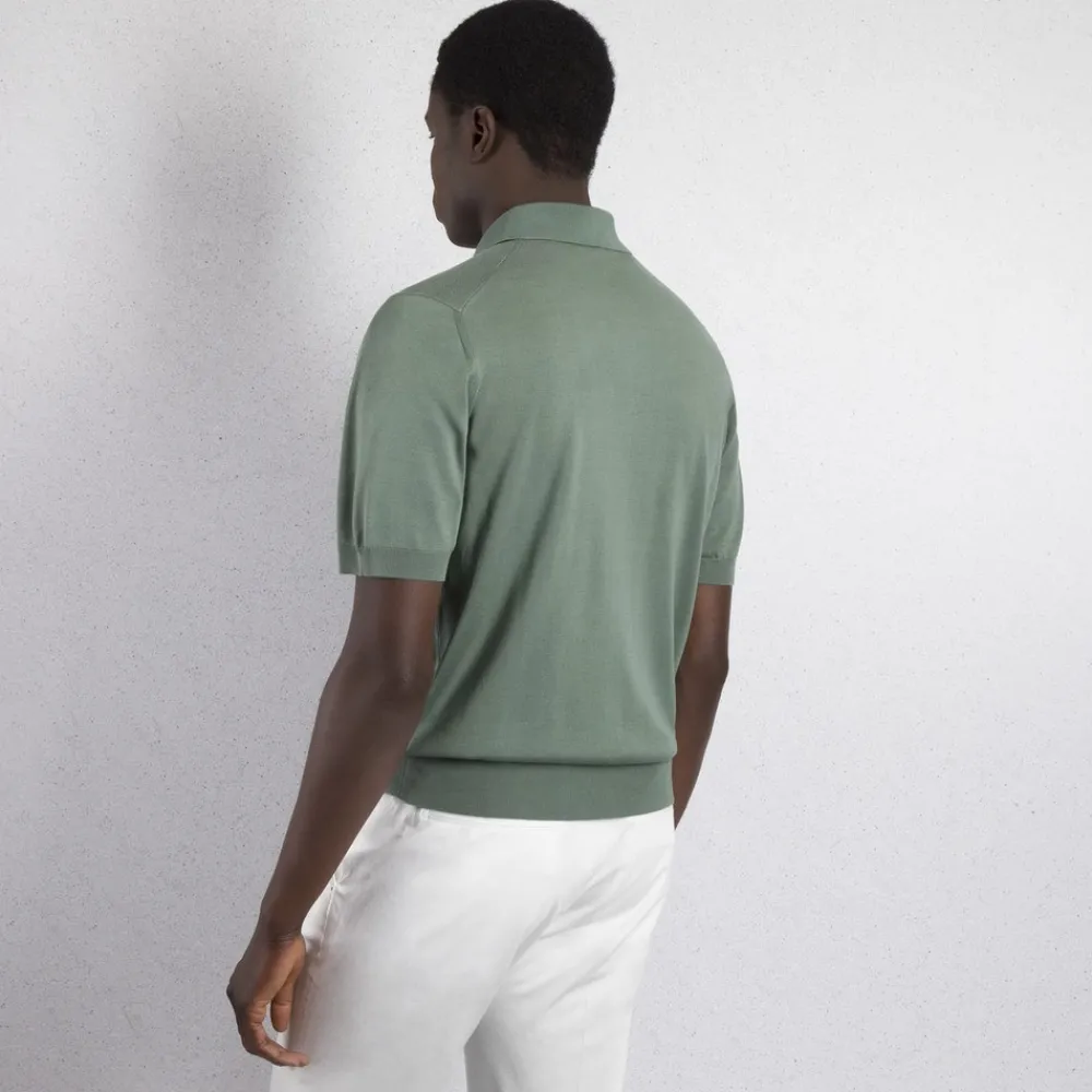 Fashion Silk And Crocodile Zip Polo Shirt Mens Knitwear