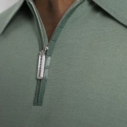 Fashion Silk And Crocodile Zip Polo Shirt Mens Knitwear