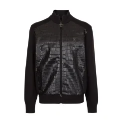 Sale Silk, Cotton And Crocodile Leather Blouson Mens Knitwear