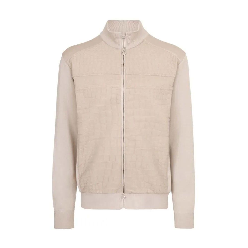 Sale Silk, Cotton And Crocodile Leather Blouson Mens Knitwear