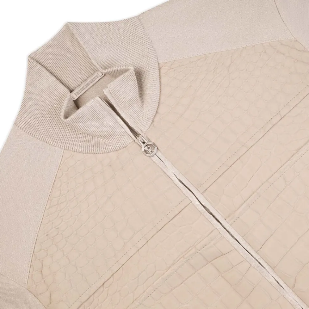 Sale Silk, Cotton And Crocodile Leather Blouson Mens Knitwear