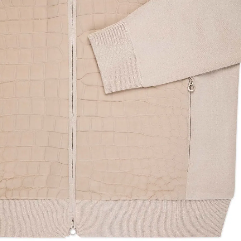 Sale Silk, Cotton And Crocodile Leather Blouson Mens Knitwear