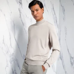 Flash Sale Silk Mockneck Sweater Mens Knitwear
