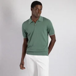Discount Silk Zip Polo Shirt Mens Knitwear