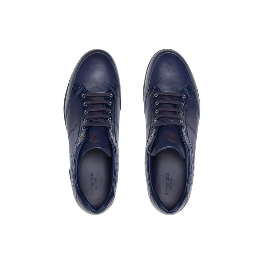 Fashion Sneakers In Matted Crocodile And Calfskin Leather Sneakers